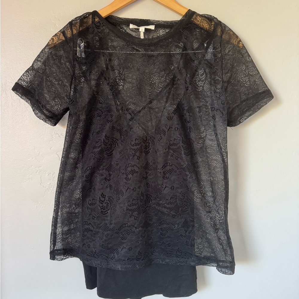 Maje Black Lace Top